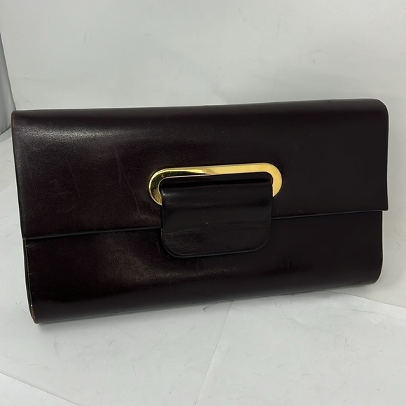 Rodo for Bonwit Teller Brown Smooth Italian Leather Clutch Shoulder Bag - Picture 5 of 15